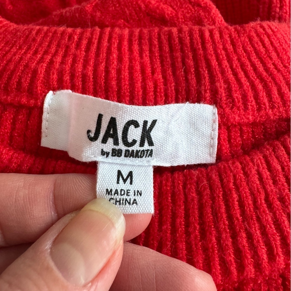 Jack by BB Dakota Boxy Poppy Red In The Mix Stitch Slightly Cropped Sweater - Picture 10 of 10
